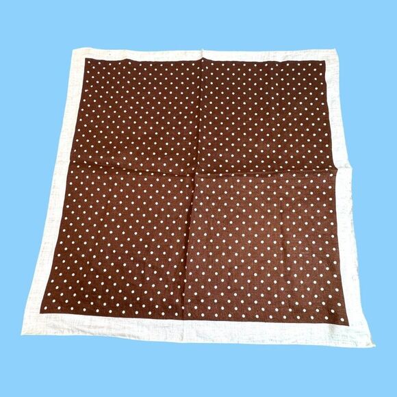 Brown Polka Dot Handkerchief Pretty Woman Julia Roberts Silk 13" Pocket Scarf - Picture 1 of 4